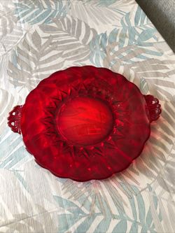 Viking Ruby Red 2 Handle Platter - 11” Diameter