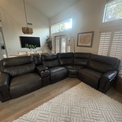 Leather Sectional Sofa With Reclining Chairs