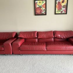 Vintage Italian Mid Century Modern Leather Couch Sofa Chair Set