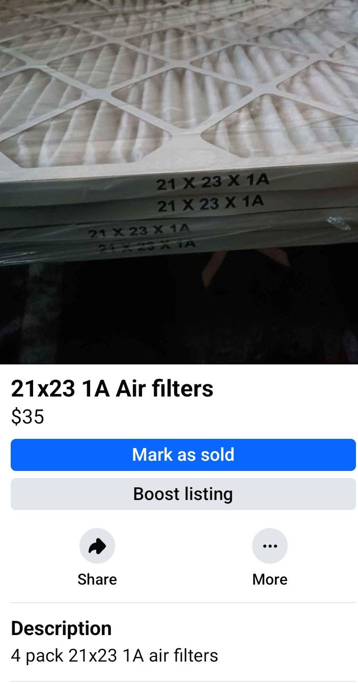 Air Filters Size 21x23 1A 