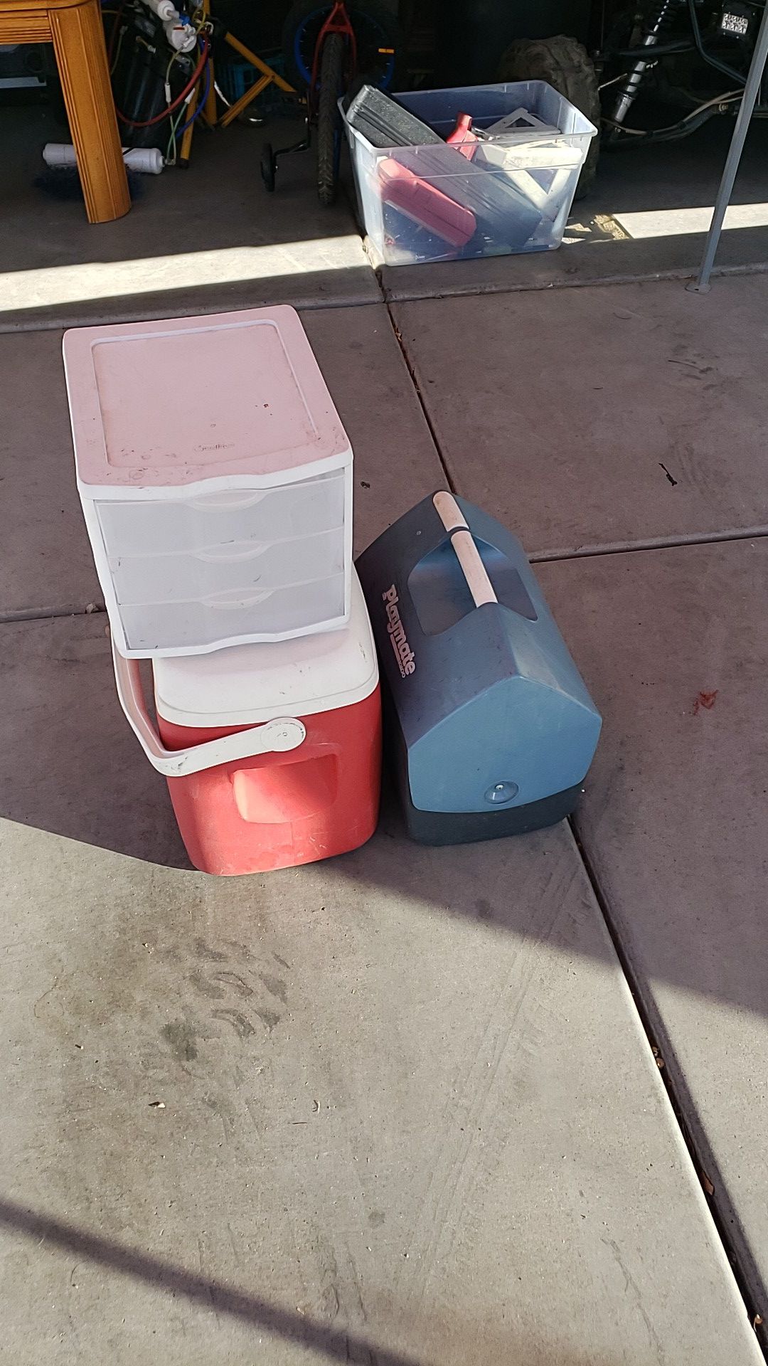 2 coolers and 3 port bin