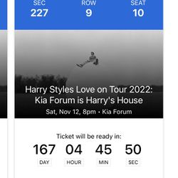 Harry Styles Ticket to HSLOT 2022 11/12/22