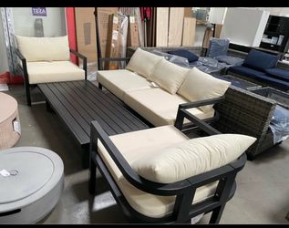 SELL AS IS Assembled New 4-Piece Outdoor Steel Sofa Set Patio Furniture Conversation Set