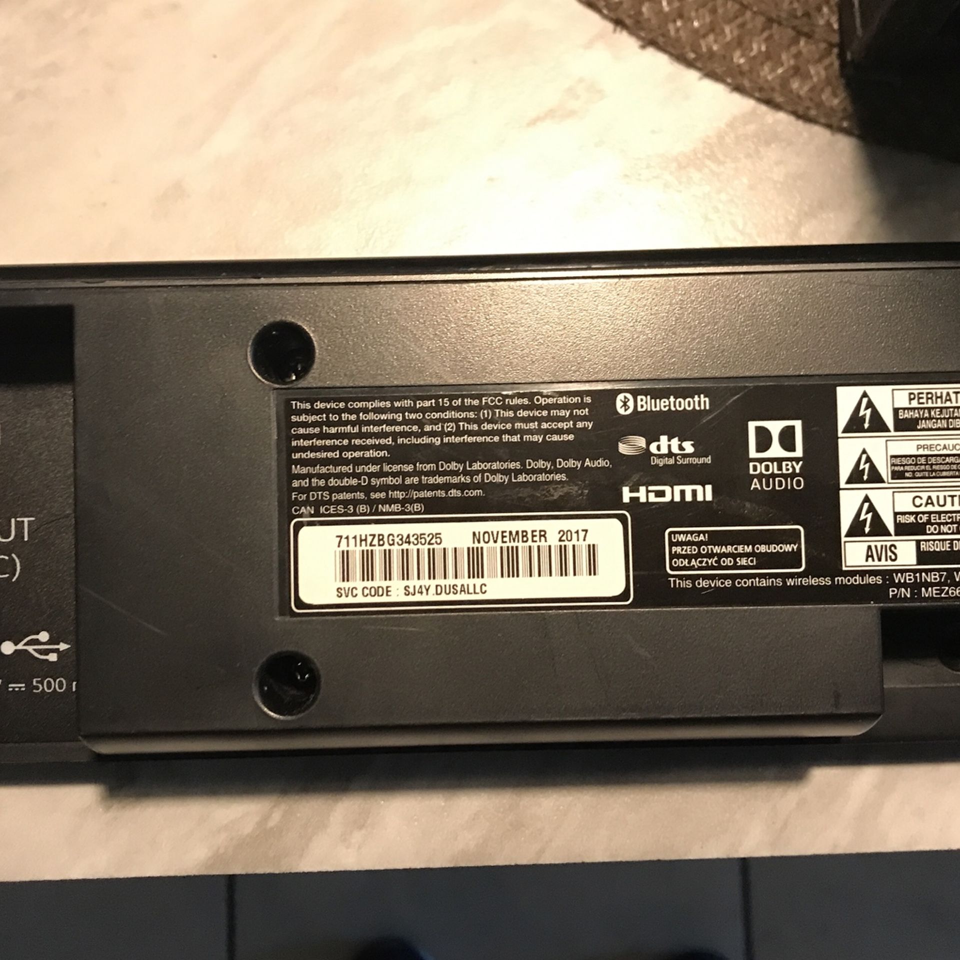 LG Sound Bar Model LASC47 + Subwoofer +Receiver R ,L Speakers