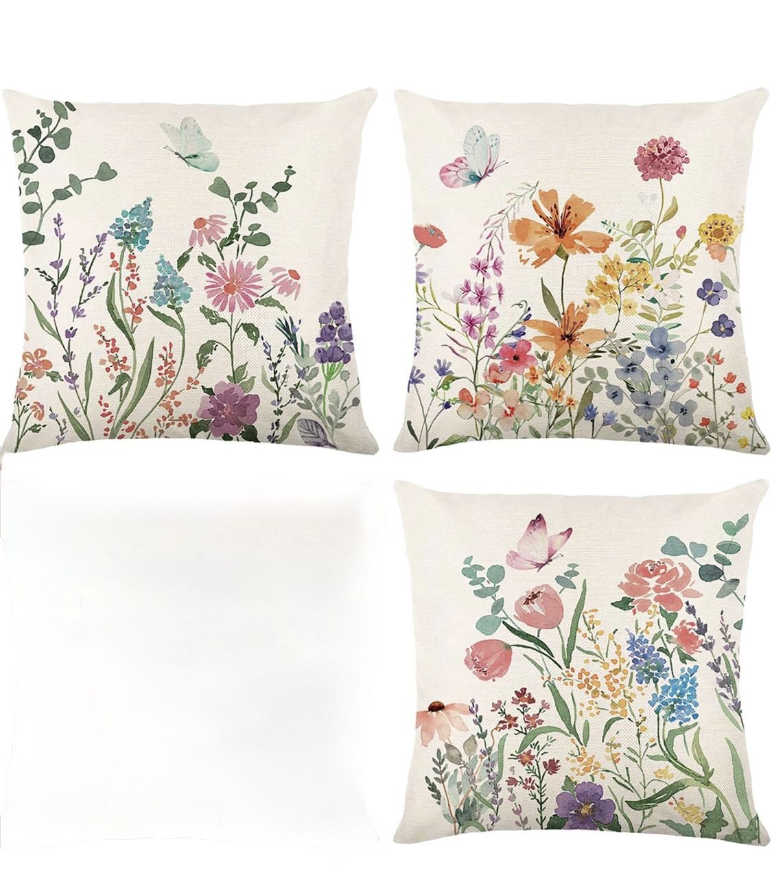 3 Pillow Covers 18x18, Outdoor Pillow Covers Springtime Farmhouse Throw Pillow Cover Garden Linen Cushion Case for Home Decor