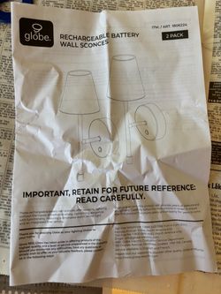 Globe Rechargeable Battery Wall Sconces 2-Pack