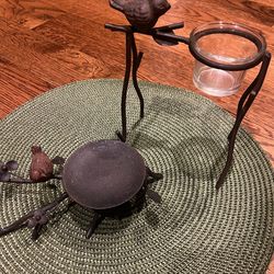 Metal bird candle holders