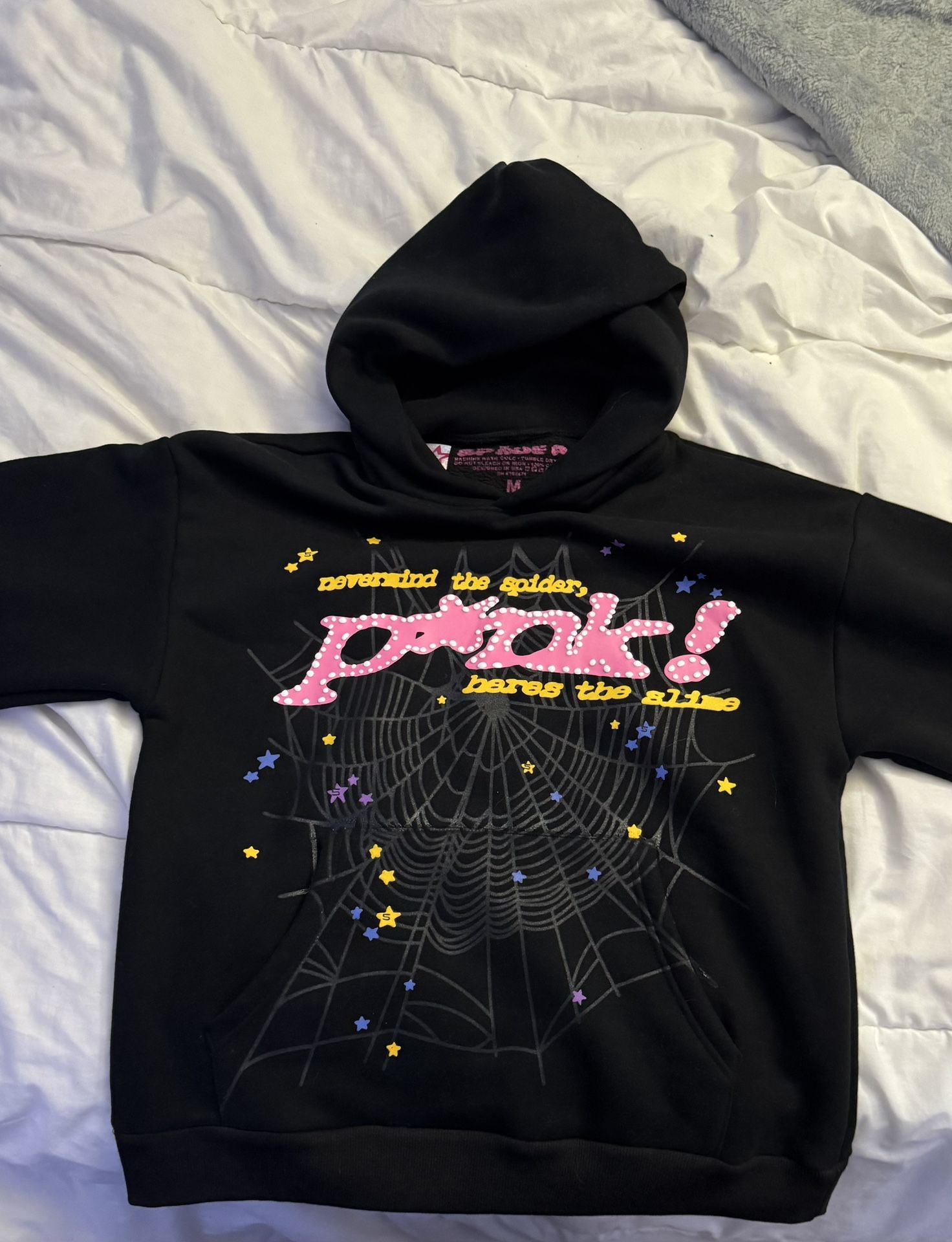 Sp5der Hoodie Pink/black Size:Large And Medium