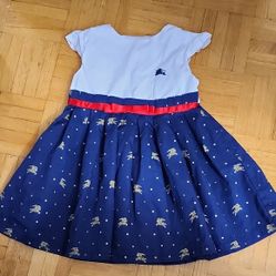 Blue and White Kids Dress sthRedAccents