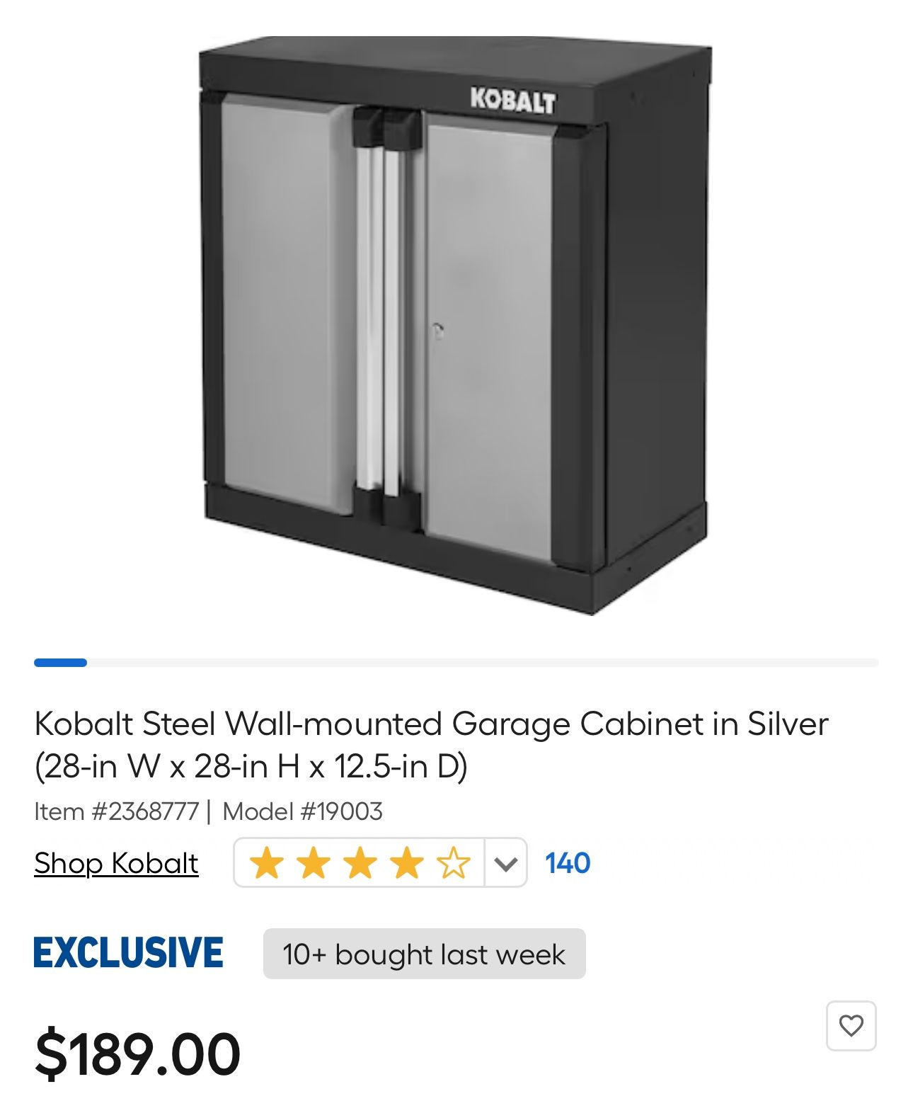 Kobalt Steel Wall mounted Garage Cabinet in Silver (28 in W x 28 in H x 12.5 in D) Item #(contact info removed) Model #19003,All Products : American Fashion Style Bags On Sale
