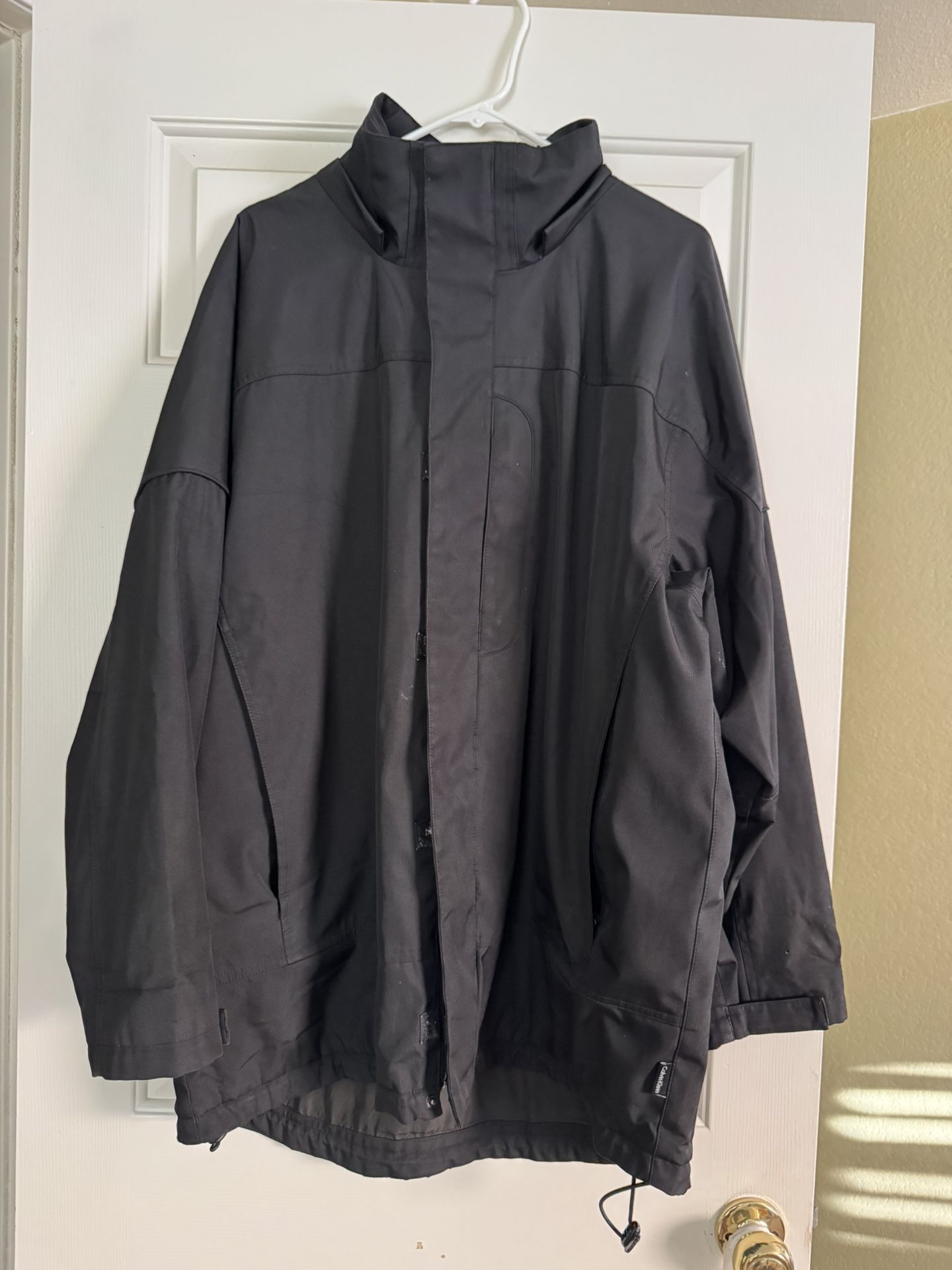 Calvin Klein Men's Black Raincoat Water Repellent Parka Jacket - Large
