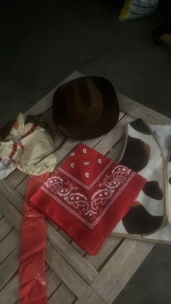 Kids Cowboy Costume Set - Cowboy Hat, Blow Up Horse Handkerchief & Vest