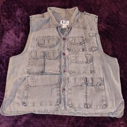 Trail Design Vintage Mens 2X Gray Multi Pocket Sporting Vest