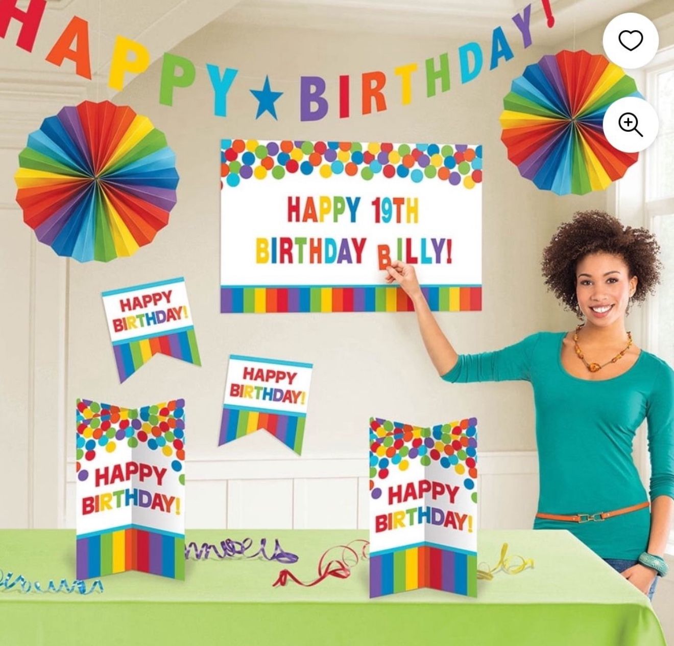 New Customizable Room Decorating Party Kit, • Happy Birthday Letter Banner, 10Ft X 6 3/4In • 2 Cutouts, 10In X 7In Each • 2 Table Centerpieces, 7In X