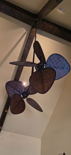 Fanimation Palisade Double Ceiling Fan - 8 Woven Bamboo Blades