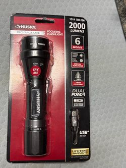 Husky 2000 Lumens Dual Power LED Rechargeable Tactical Focusing Flashlight
