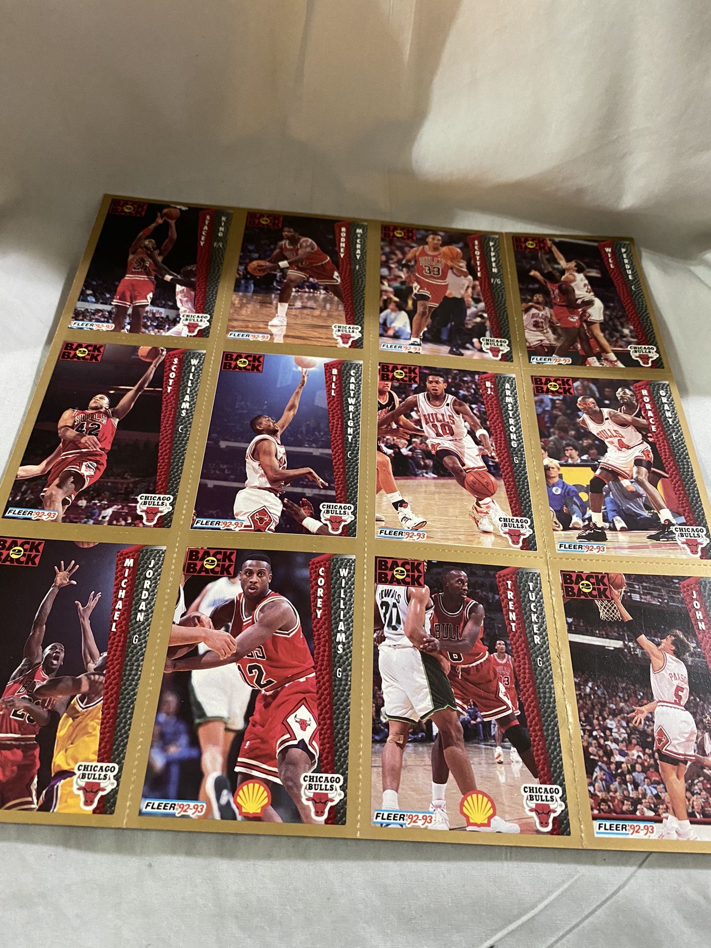 Michael Jordan & Chicago Bulls Back 2 Back 92/93 Fleer sports cards sheet uncut