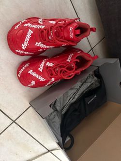 Balenciaga Triple S Allover Logo Red - Size 41 (US 8) - Full Set: Box, Dust Bag & Extra Lace