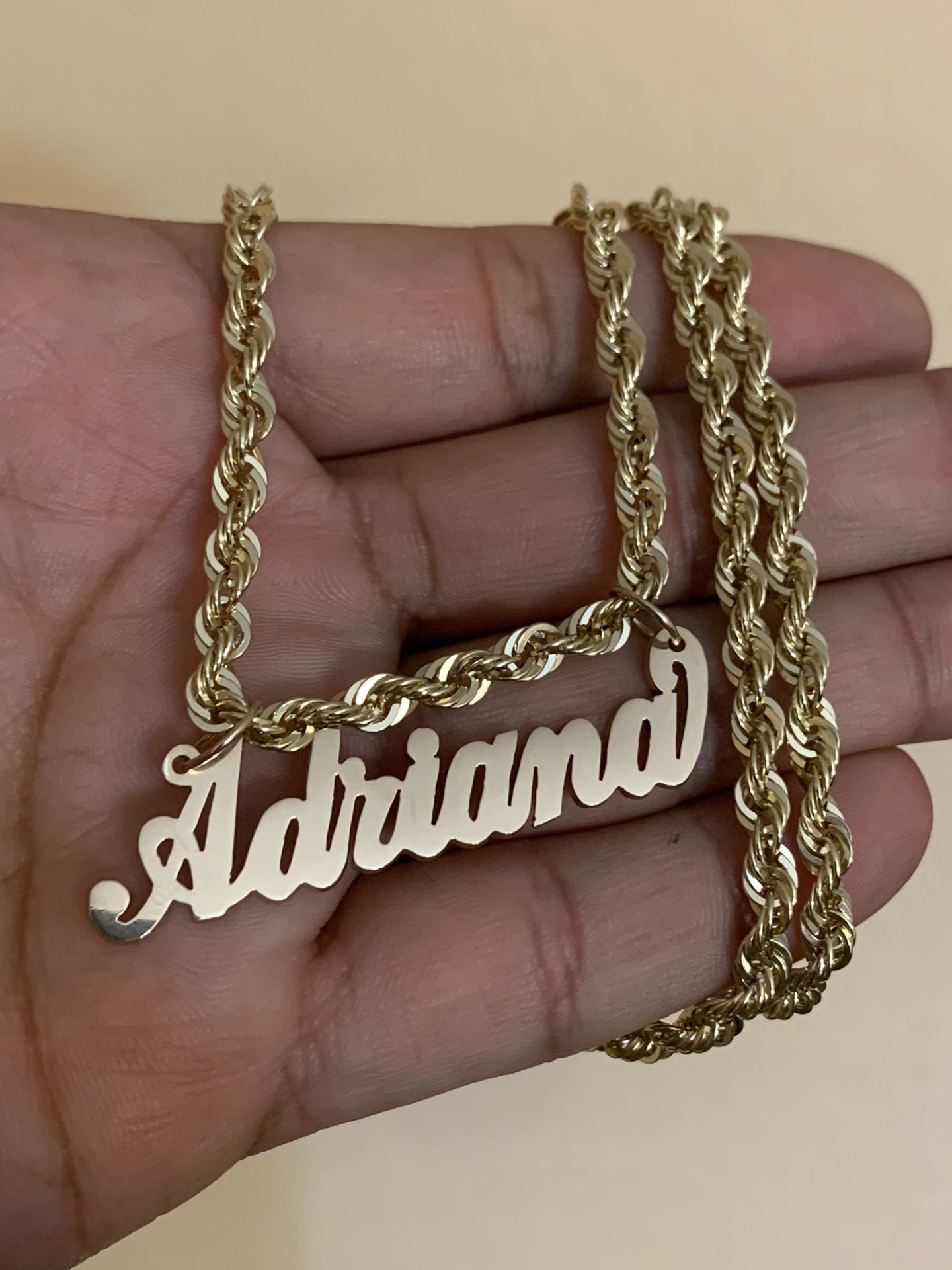 Real Gold Rope chain with Adriana Name charm