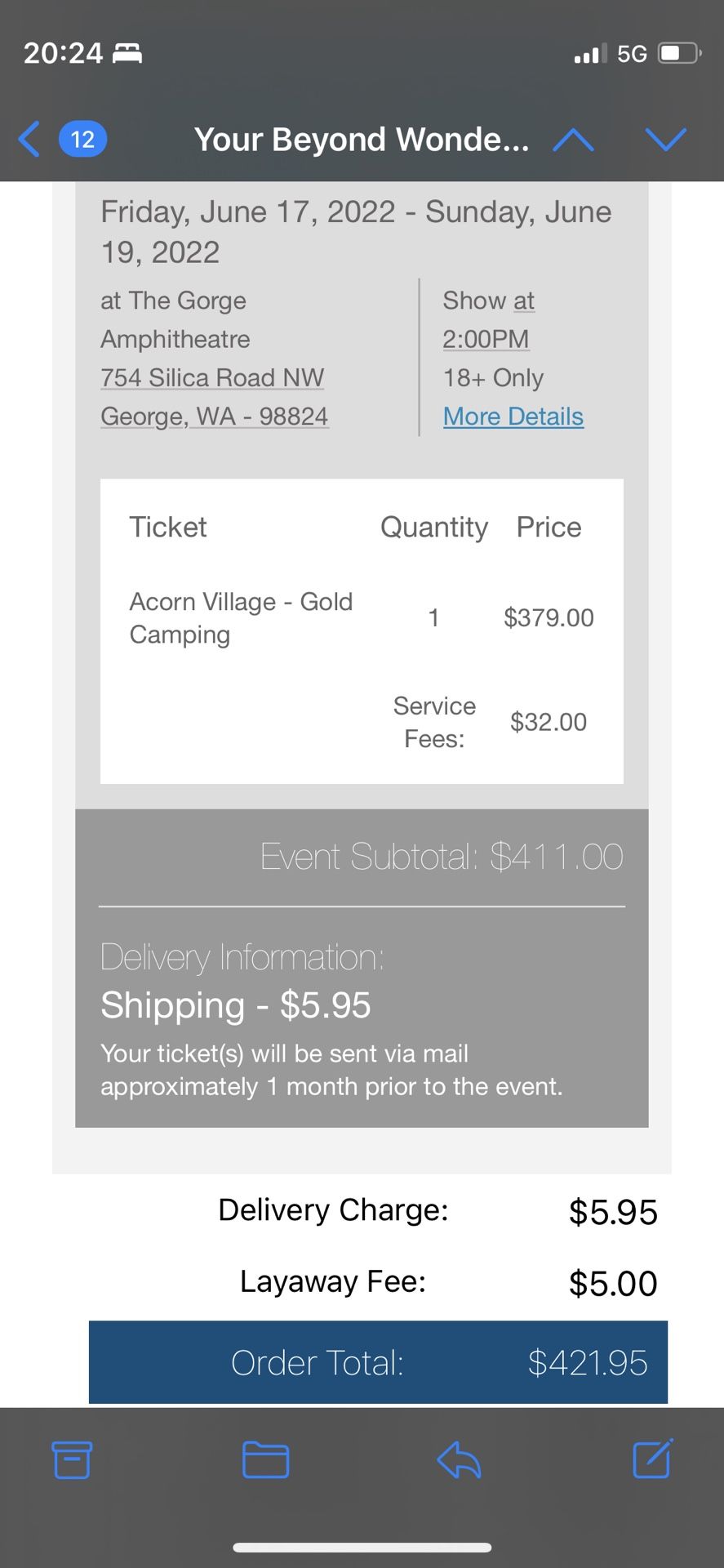 Beyond wonderland Gold Camping Pass