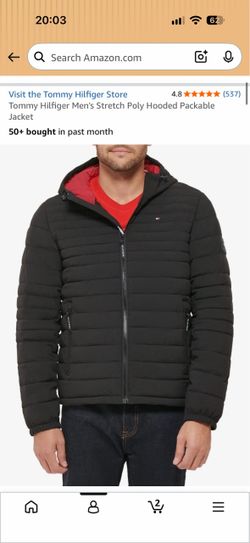 Tommy Hilfiger Men’s Stretch Poly Hooded Packable Puffer Jacket