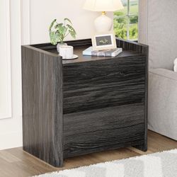 2150b $55 Nightstand with 2 Storage Drawer, Modern End Table for Bedroom with Cut-Out Handle, Large Night Stands for Bedroom, Home Office, Set of 1,