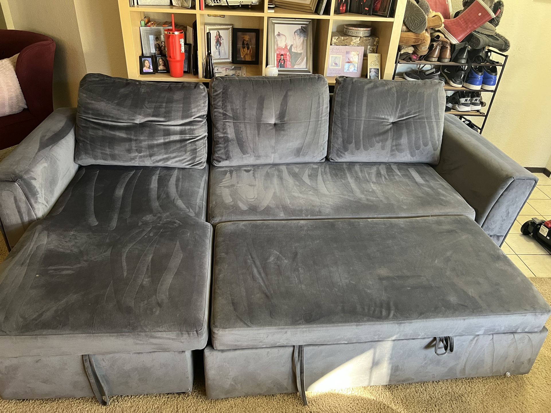 Wayfair Velvet Grey 91” Sofabed
