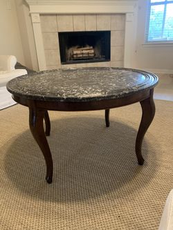 Wood Table with Marble Top