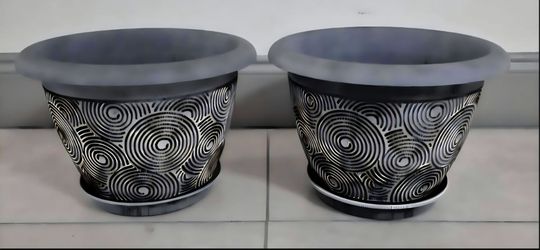 PAIR of 12" (Diameter) Blue Circle Planters (2 for $30) @ Lasting Creations