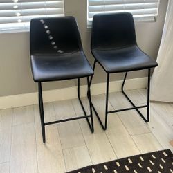 Two Black Bar Height Chairs 