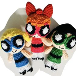 Powerpuff girls Bubbles Buttercup figure Crochet Doll PLUSH STuff Amigurumi TOY