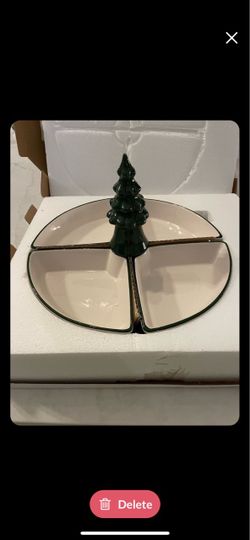 Christmas Tree Ceramic Divided Serving Tray