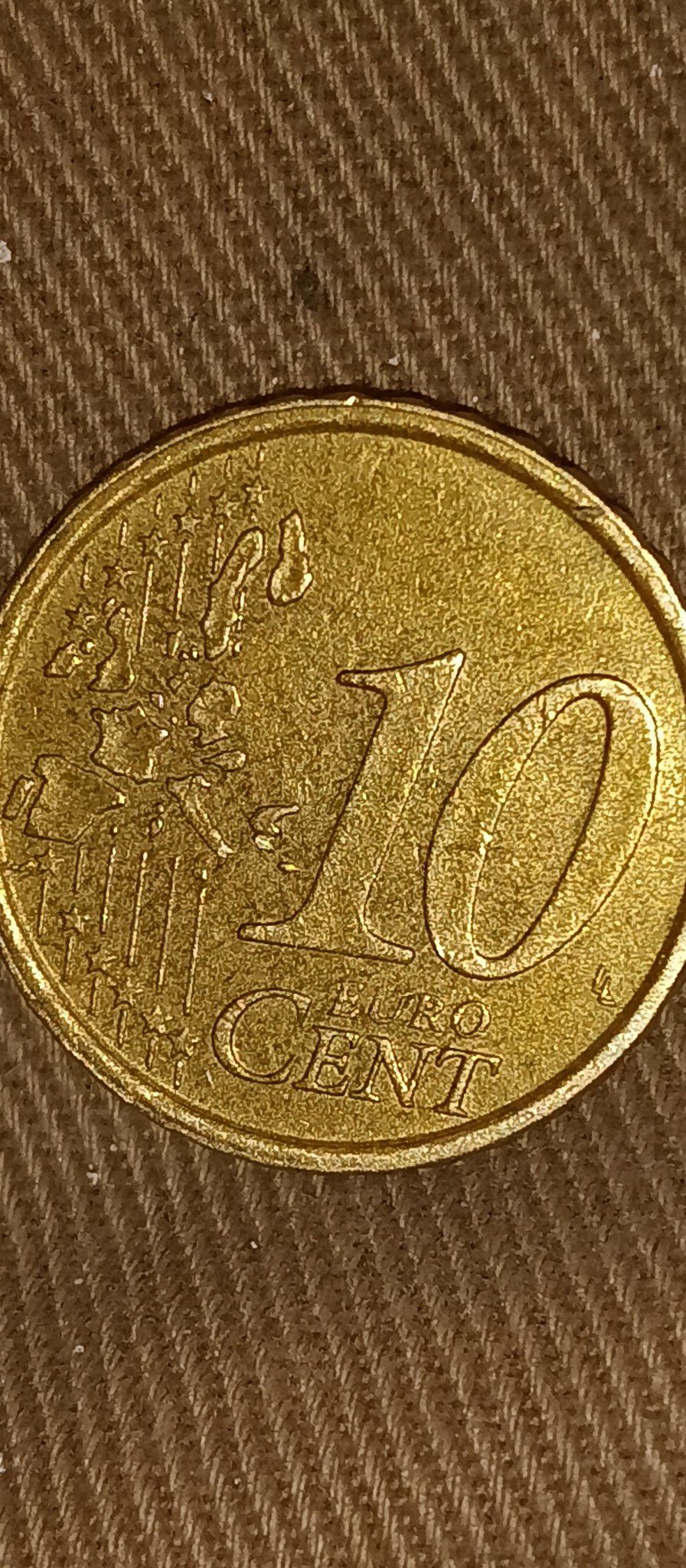 2002R Italy 10 Euro Cent Coin Grade XF (Circulated)