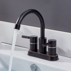 Oil Rubbed 2 Handles 4 Inch Bathroom Faucet (Part number: IK-JLT093H）
