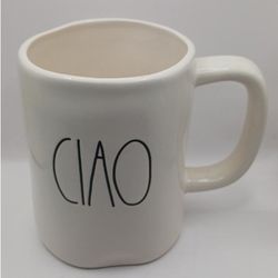 Rae Dunn Artisan Collection by Magenta "Ciao" Mug white with black letters