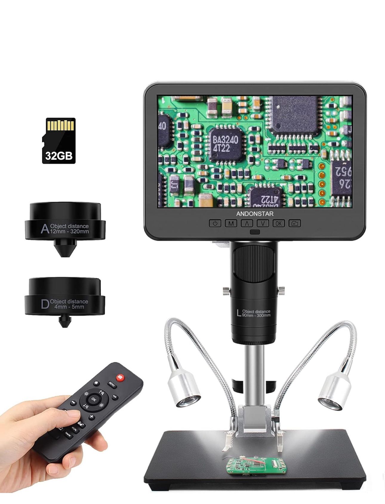 Andonstar AD246S-M HDMI Digital Microscope 2000x , 3 Lens, Windows Compatible