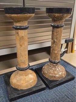 Pair of Marble Candlestick Holders