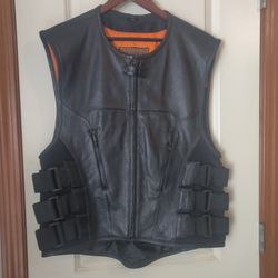 Commando Men's Leather Swat Style Motorcycle Vest. OBO
