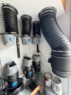 Assortment of 8” and 12” duct work with fans