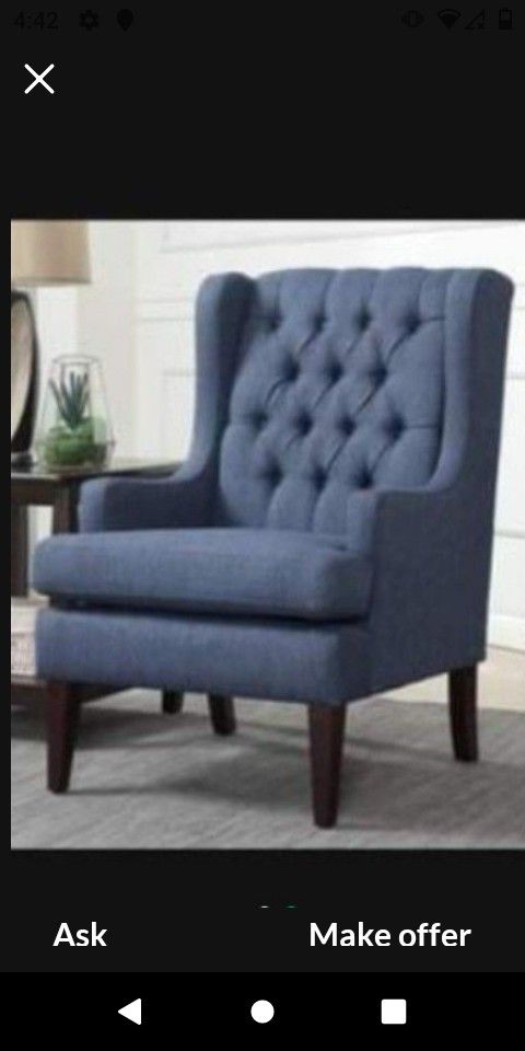 Brand New In The Box Blue Accent Chair Blue Wingback Chair Office Chair Living Room Furniture Den Chairs 🆕🆕🆕🚚