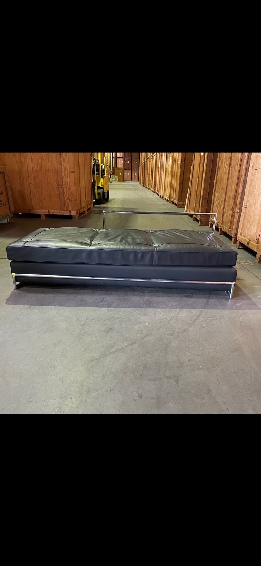 Mid century Eileen Gray Leather And Chrome Daybed