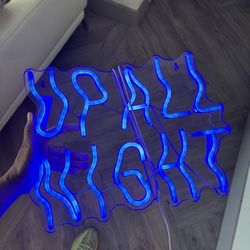 MOVING - “Up All Night” LED Neon Sign – Blue (USB Powered, 11.8” x 15.8”)