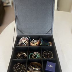 Black 12 Compartments Wooden / Black ,leather Box / Storage Box / Jewelry Box / Keepsake Box / Personalized Box Option 