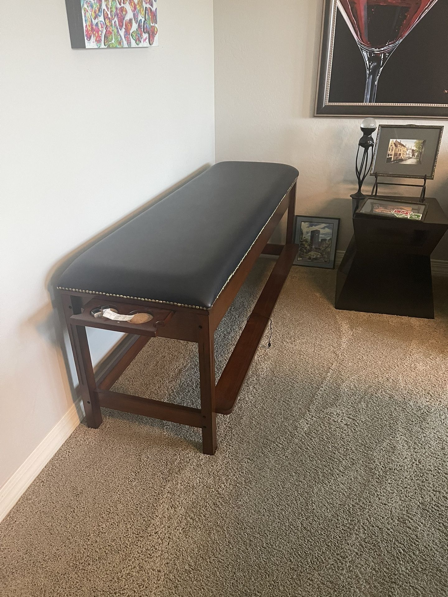 Pool Table Bench With Storage For Cue Sticks