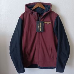 Harley-Davidson Men's 120th Anniversary Deflector Riding Jacket Fleece - Rum Raisin & Black Medium