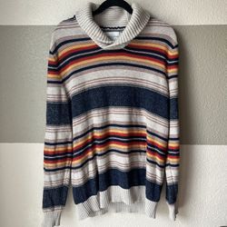sun + stone men’s xl blanket stripe shawl collar sweater striped southwest inspired cotton 
