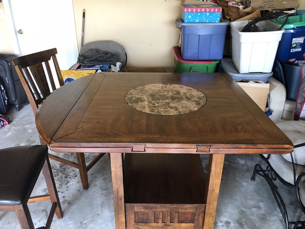 square kitchen table with built in lazy susans