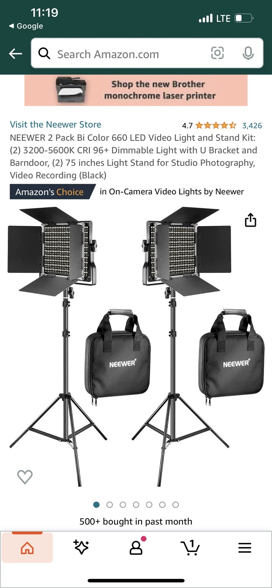 Neweer Led Light Kit 1 Piece 660 LED Video Light With Stand