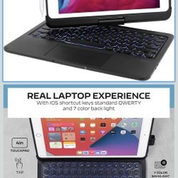 Keyboard Case for iPad Pro 9.7 inch 6th Generation (2018)/5th Gen(2017), 360° Rotatable iPad Air 2&Air 1 Wireless Keyboard Case with Multi-Touch Track