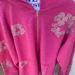 Denim Tears x Swarovski Zip Hoodie Pink